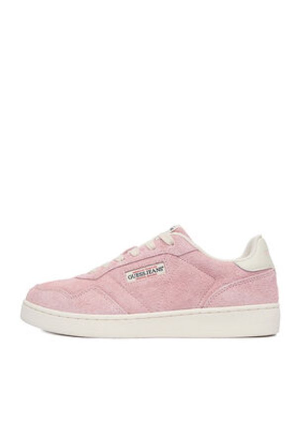 Guess Jeans Sneakersy EO-XL250041 Różowy jasny. Kolor: różowy. Materiał: skóra, zamsz
