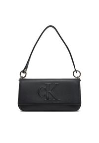 Calvin Klein Jeans Torebka Sculpted Flap Shoulder Pouch LV04K3148G Czarny. Kolor: czarny. Materiał: skórzane