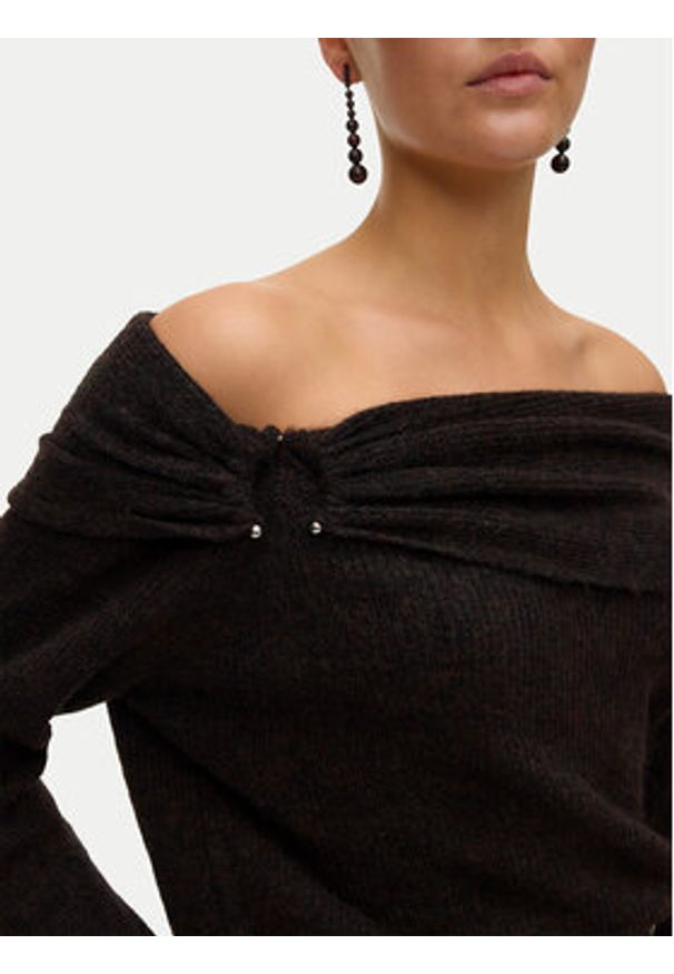 Vero Moda Sweter Lovely 10336698 Brązowy Regular Fit. Kolor: brązowy. Materiał: syntetyk