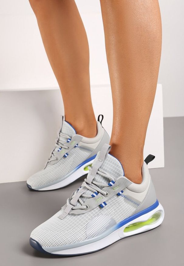 Born2be - Szare Sznurowane Buty Sportowe Sneakersy z Podeszwą Typu Air Risanda. Zapięcie: sznurówki. Kolor: szary