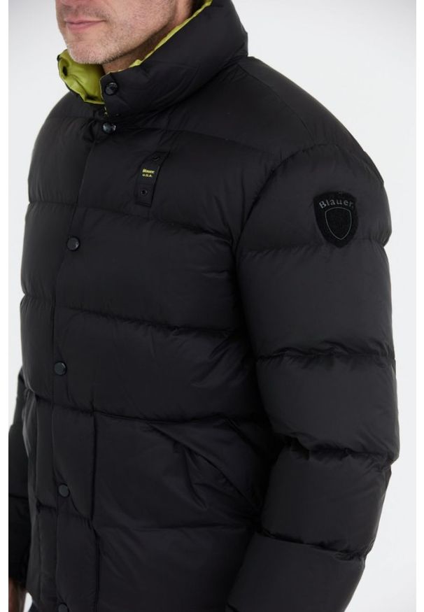 Blauer USA - BLAUER Czarna puchowa kurtka męska FLETCHER, Rozmiar XXL. Kolor: czarny. Materiał: puch