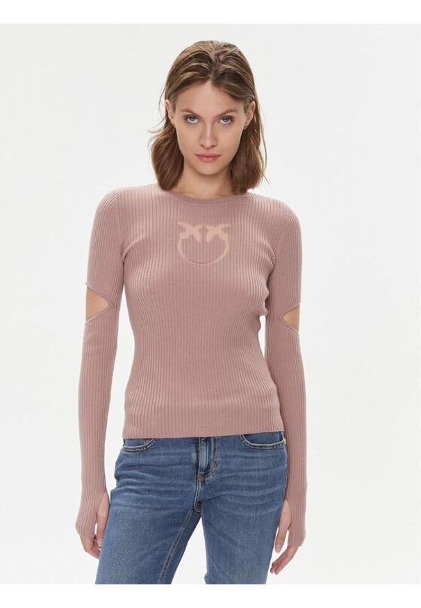Pinko Sweter Tricheco 102019 A18M Różowy Regular Fit. Kolor: różowy. Materiał: wełna