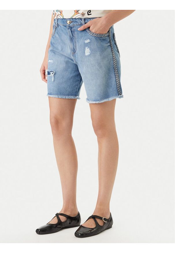 Just Cavalli Szorty jeansowe 80PAD5S5 CDWCD Granatowy Loose Fit. Kolor: niebieski. Materiał: bawełna