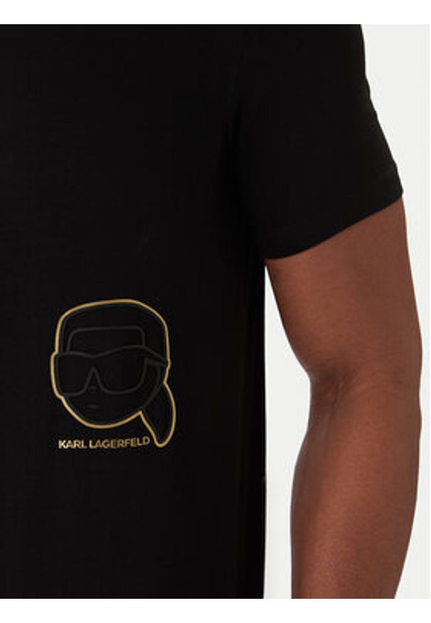 Karl Lagerfeld - KARL LAGERFELD T-Shirt 755035 561235 Czarny Regular Fit. Typ kołnierza: dekolt w karo. Kolor: czarny. Materiał: bawełna