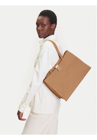 TOMMY HILFIGER - Tommy Hilfiger Torebka Th Her Tote AW0AW17191 Brązowy. Kolor: brązowy. Materiał: skórzane