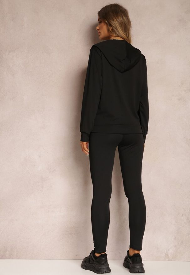Renee - Czarny Komplet Dresowy 3-częściowy z Legginsami Bluzą i Topem Heri. Kolekcja: plus size. Kolor: czarny. Materiał: dresówka