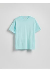 Reserved - T-shirt z efektem sprania - jasnoniebieski. Kolor: niebieski. Materiał: bawełna, dzianina