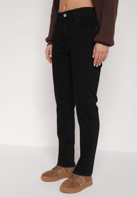 Born2be - Czarne Bawełniane Jeansy Skinny z Regularnym Stanem Sewnela. Kolekcja: plus size. Kolor: czarny. Styl: elegancki, klasyczny, wizytowy #1