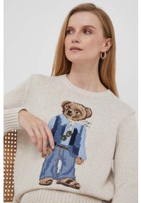 Polo Ralph Lauren sweter bawełniany kolor beżowy lekki. Typ kołnierza: polo. Kolor: beżowy. Materiał: bawełna. Długość rękawa: długi rękaw. Długość: długie. Styl: klasyczny #5