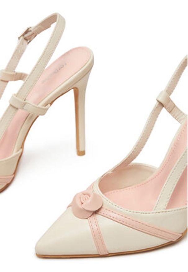 DeeZee Szpilki HT92831-166 Écru. Materiał: skóra. Obcas: na szpilce