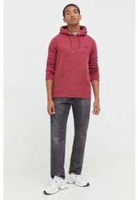Superdry bluza męska kolor czerwony z kapturem melanżowa. Typ kołnierza: kaptur. Kolor: czerwony. Materiał: bawełna. Wzór: melanż #1