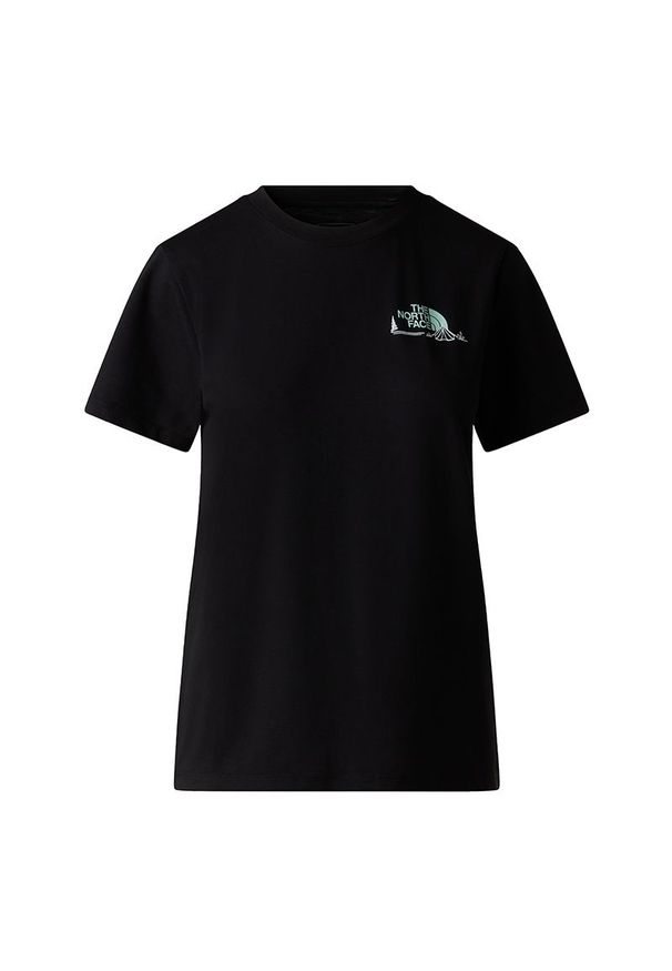 Koszulka damska The North Face Monte 0A8GA9JK31 - czarna. Kolor: czarny. Materiał: bawełna, poliester. Długość rękawa: krótki rękaw. Długość: krótkie. Wzór: nadruk