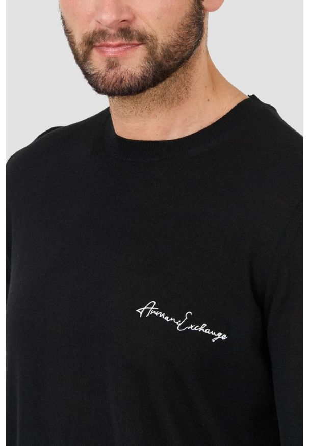 Armani Exchange - ARMANI EXCHANGE Czarny męski sweter Jumpers, Rozmiar XL. Kolor: czarny