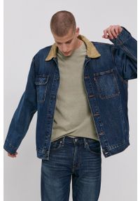 Levi's® - Levi's Kurtka jeansowa męska kolor granatowy przejściowa oversize. Okazja: na spotkanie biznesowe. Kolor: niebieski. Materiał: jeans. Styl: biznesowy #2
