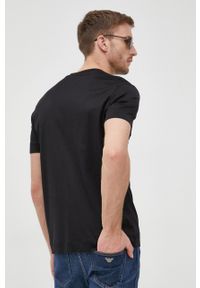 Emporio Armani t-shirt męski kolor czarny z nadrukiem. Kolor: czarny. Wzór: nadruk