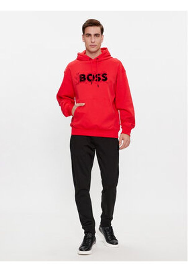 BOSS - Boss Bluza Sullivan 119_Lny 50510129 Czerwony Regular Fit. Kolor: czerwony. Materiał: bawełna