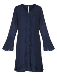Vito Vergelis - Granatowa sukienka z falbanami. Okazja: na imprezę. Kolor: niebieski. Styl: klasyczny, elegancki, wizytowy #1