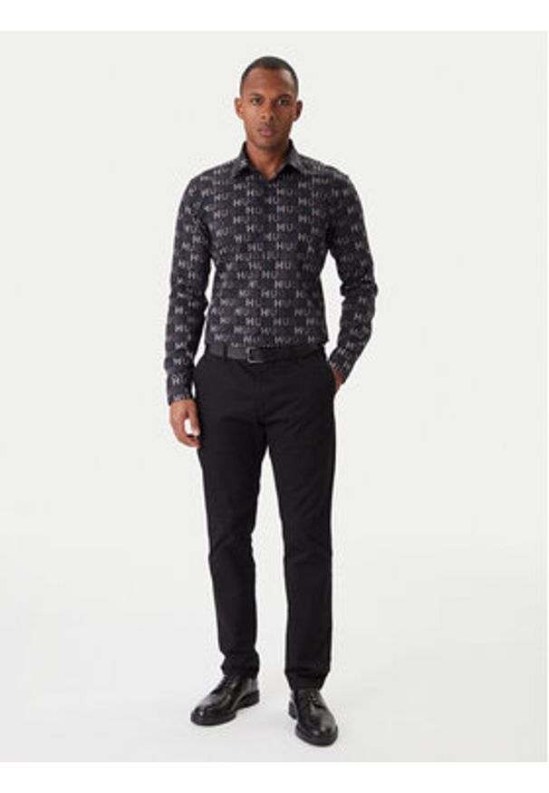 Hugo - HUGO Koszula Ermo 50555775 Czarny Casual Fit. Okazja: na co dzień. Kolor: czarny. Materiał: bawełna. Styl: casual