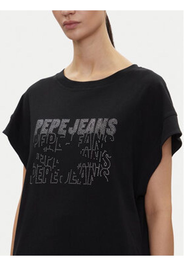 Pepe Jeans T-Shirt Lira PL505996 Czarny Regular Fit. Kolor: czarny. Materiał: bawełna