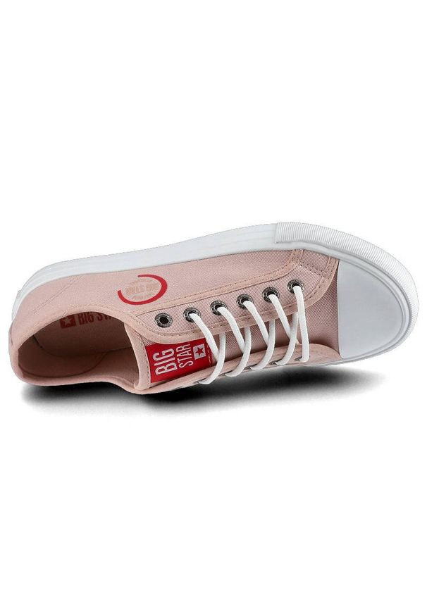 Big-Star - Różowe Trampki Big Star Damskie Sznurowane Półbuty. Okazja: na uczelnię, na spacer. Kolor: różowy. Materiał: guma, jeans, materiał. Szerokość cholewki: normalna. Styl: retro, młodzieżowy