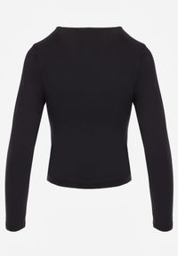 Renee - Czarna Dopasowana Bluzka Typu Longsleeve z Bawełną Moanti. Okazja: na co dzień. Kolor: czarny. Materiał: bawełna. Długość rękawa: długi rękaw. Wzór: kropki. Styl: casual #3