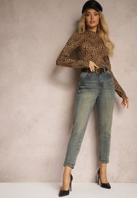 Renee - Jasnoniebieskie Bawełniane Jeansy Skinny High Waist Ozdobione Paskiem Ericia. Okazja: na co dzień. Stan: podwyższony. Kolor: niebieski. Wzór: aplikacja. Styl: klasyczny, casual, elegancki #1