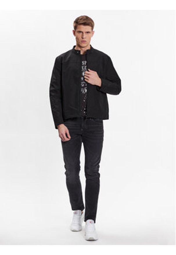 Brave Soul Kurtka bomber MJK-LOWTHER Czarny Regular Fit. Kolor: czarny. Materiał: syntetyk