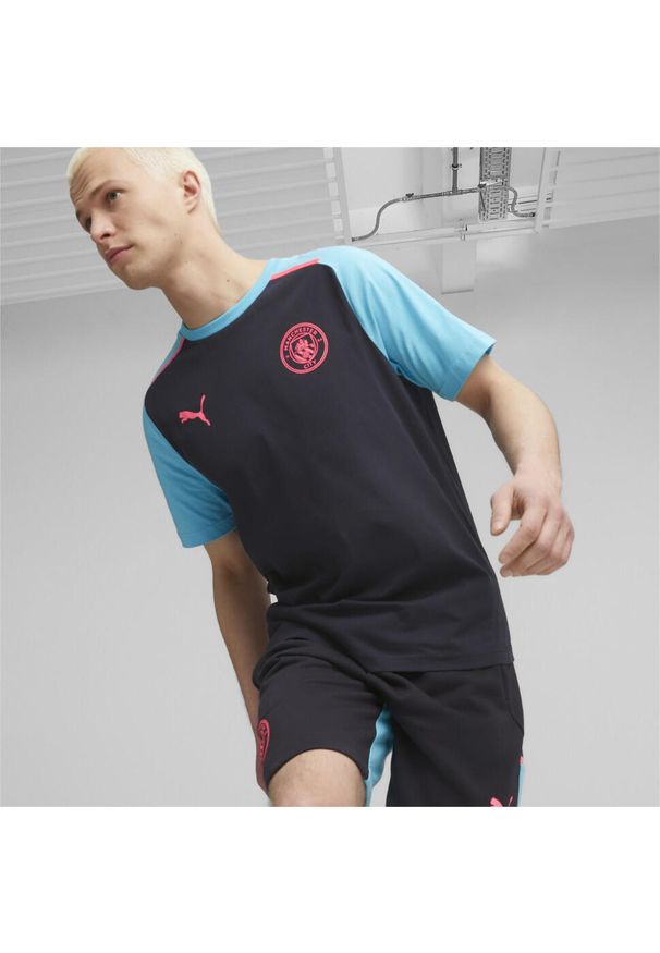 Puma Manchester City Men T -Shirt XL - Casual & Confort. Kolor: niebieski. Materiał: bawełna