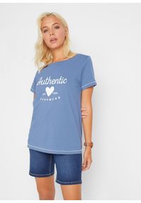 bonprix - T-shirt. Okazja: na co dzień. Kolor: niebieski. Styl: casual #1