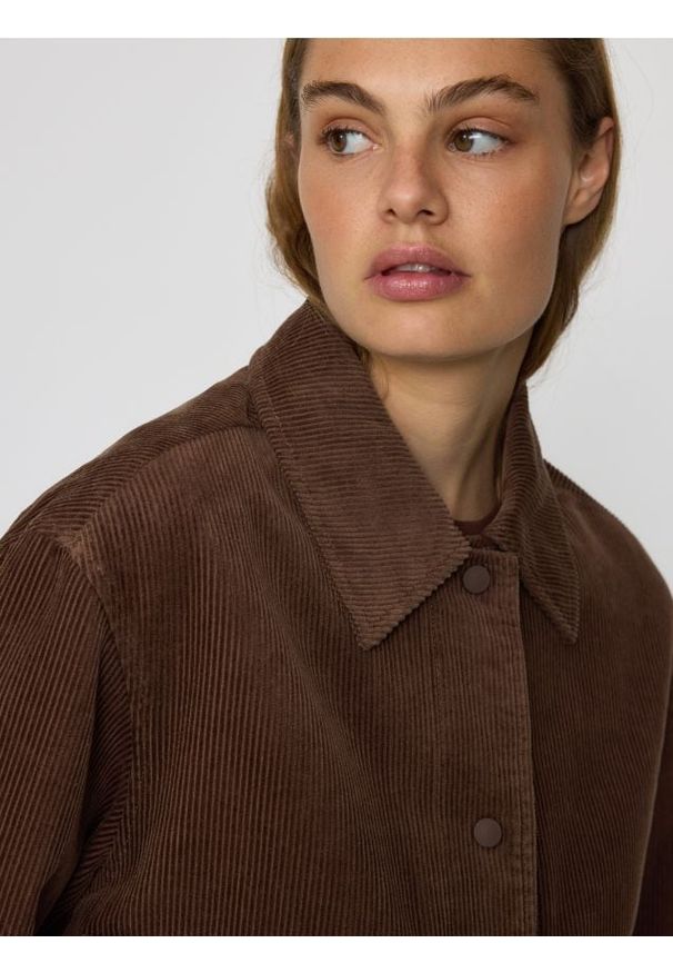 Reserved - Sztruksowa kurtka z kołnierzykiem - brązowy. Kolor: brązowy. Materiał: sztruks