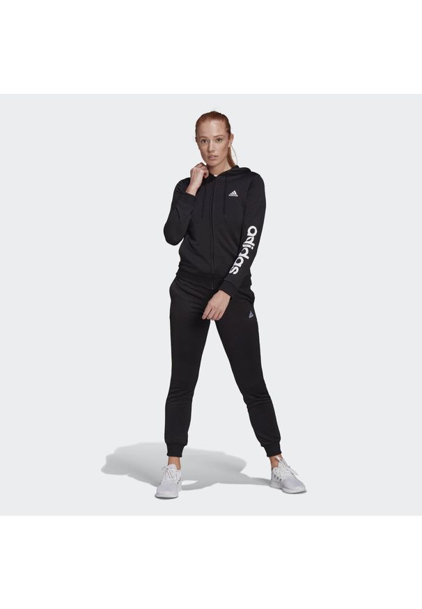 Adidas - Dres damski adidas Essentials Logo French Terry. Kolor: czarny, biały, wielokolorowy. Materiał: dresówka. Sport: fitness