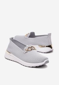 Born2be - Szare Półbuty Tenisówki z Elastyczną Cholewką i Klamrą Vaiara. Okazja: na spotkanie biznesowe. Zapięcie: klamry. Kolor: szary. Materiał: jeans. Szerokość cholewki: normalna. Styl: elegancki, klasyczny, biznesowy #3