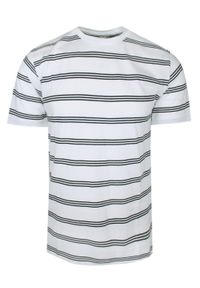Męski T-Shirt (Koszulka) - Brave Soul - Biała w Paski. Okazja: na co dzień. Kolor: biały. Materiał: bawełna. Wzór: paski, prążki. Sezon: lato, wiosna. Styl: casual #1