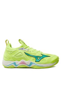 Mizuno Buty halowe Wave Momentum 3 V1GA231286 Zielony. Kolor: zielony. Materiał: skóra. Model: Mizuno Wave