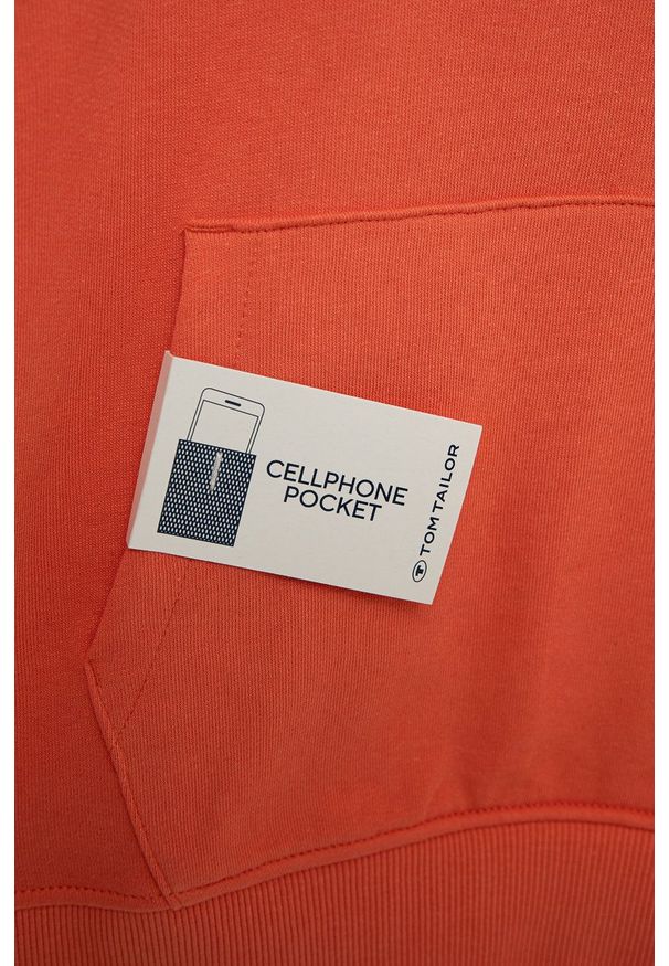 Tom Tailor bluza dziecięca kolor pomarańczowy z kapturem z nadrukiem. Okazja: na co dzień. Typ kołnierza: kaptur. Kolor: pomarańczowy. Materiał: dzianina, bawełna. Wzór: nadruk. Styl: casual
