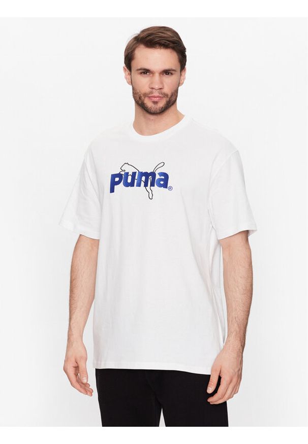 Puma T-Shirt Team Graphic 538256 Biały Relaxed Fit. Kolor: biały. Materiał: bawełna