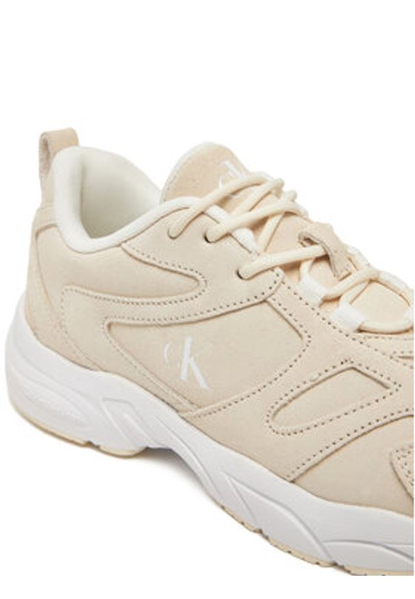 Calvin Klein Jeans Sneakersy Retro Tennis Low Mg Mix Media Wn YW0YW01639 Écru. Materiał: zamsz, skóra