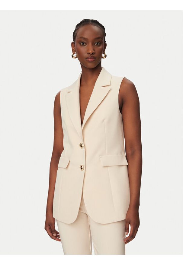 Rinascimento Kamizelka garniturowa CFC0128645003 Beżowy Regular Fit. Kolor: beżowy. Materiał: syntetyk