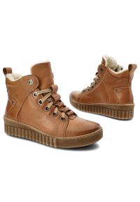 Brązowe Trzewiki Armodo Ocieplane Buty Damskie. Okazja: na co dzień. Kolor: brązowy. Materiał: skóra, futro, syntetyk. Sezon: zima. Obcas: na koturnie. Styl: casual, klasyczny #6