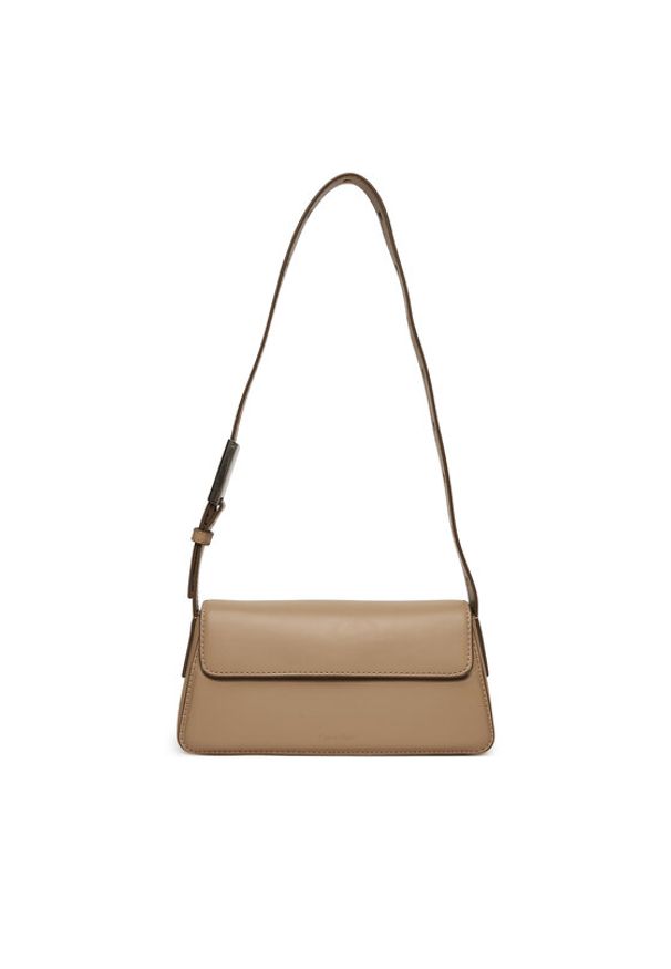 Calvin Klein Jeans Torebka Belted Small Shoulder Bag LV04K3110G Beżowy. Kolor: beżowy. Materiał: skórzane