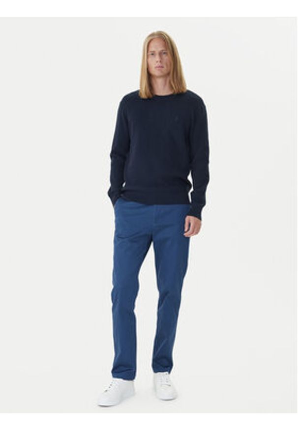 Calvin Klein Sweter LV04LB327G Granatowy Regular Fit. Kolor: niebieski. Materiał: bawełna