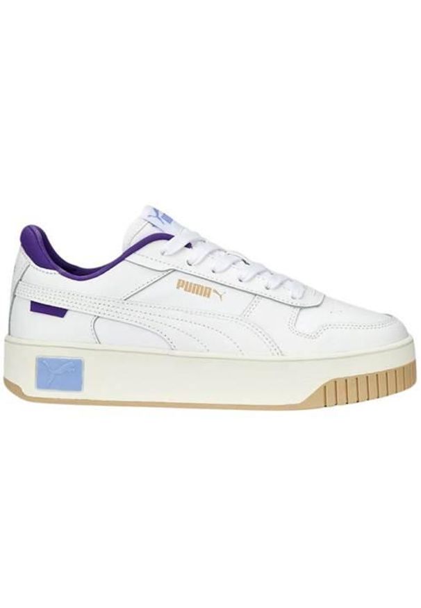 Buty do chodzenia damskie Puma Carina Street. Zapięcie: sznurówki. Kolor: biały. Materiał: guma, skóra, tkanina. Szerokość cholewki: normalna. Sport: turystyka piesza