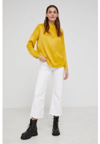 Answear Lab bluzka damska kolor żółty gładka. Okazja: na co dzień. Kolor: żółty. Materiał: tkanina. Długość rękawa: długi rękaw. Długość: długie. Wzór: gładki. Styl: wakacyjny