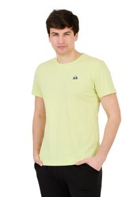 La Martina - LA MARTINA Żółty męski t-shirt z małym logo, Rozmiar M. Kolor: żółty #4