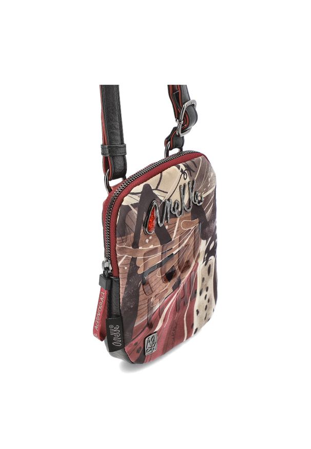 Brązowa Zgrabna Damska Torebka Na Telefon/Dokumenty Anekke. Kolor: brązowy. Wzór: nadruk, aplikacja. Dodatki: z aplikacjami. Materiał: skórzane. Styl: elegancki, casual