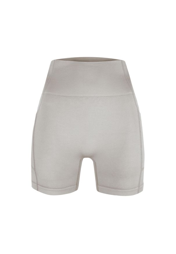 BESHAPED - Szorty fitness damskie Beshaped Lift Me Up z kieszeniami. Kolor: szary. Materiał: nylon. Sport: fitness
