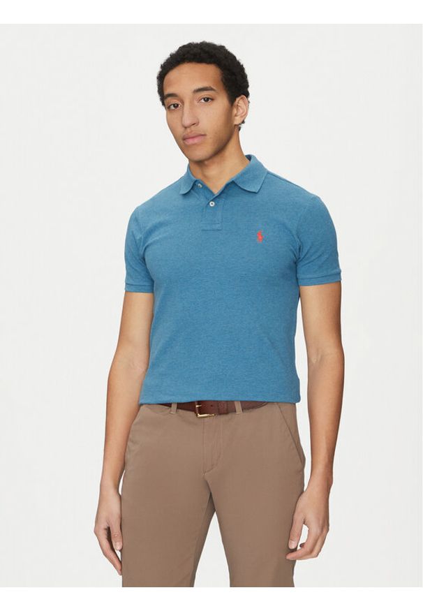 Polo Ralph Lauren Polo 710536856412 Błękitny Slim Fit. Typ kołnierza: polo. Kolor: niebieski. Materiał: bawełna