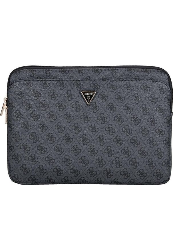Etui Guess 4G Zipper Pocket Triangle Logo Sleeve 14'' czarny. Kolor: czarny. Materiał: skóra ekologiczna. Styl: elegancki