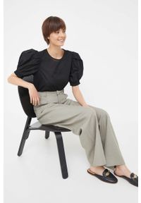 DKNY - Dkny bluzka bawełniana damska kolor czarny gładka. Okazja: na co dzień. Kolor: czarny. Materiał: bawełna. Długość: krótkie. Wzór: gładki. Styl: casual #3