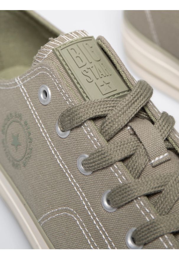 Big-Star - Trampki męskie niskie khaki RR174325 301. Kolor: zielony. Materiał: jeans, materiał. Sezon: wiosna. Styl: elegancki